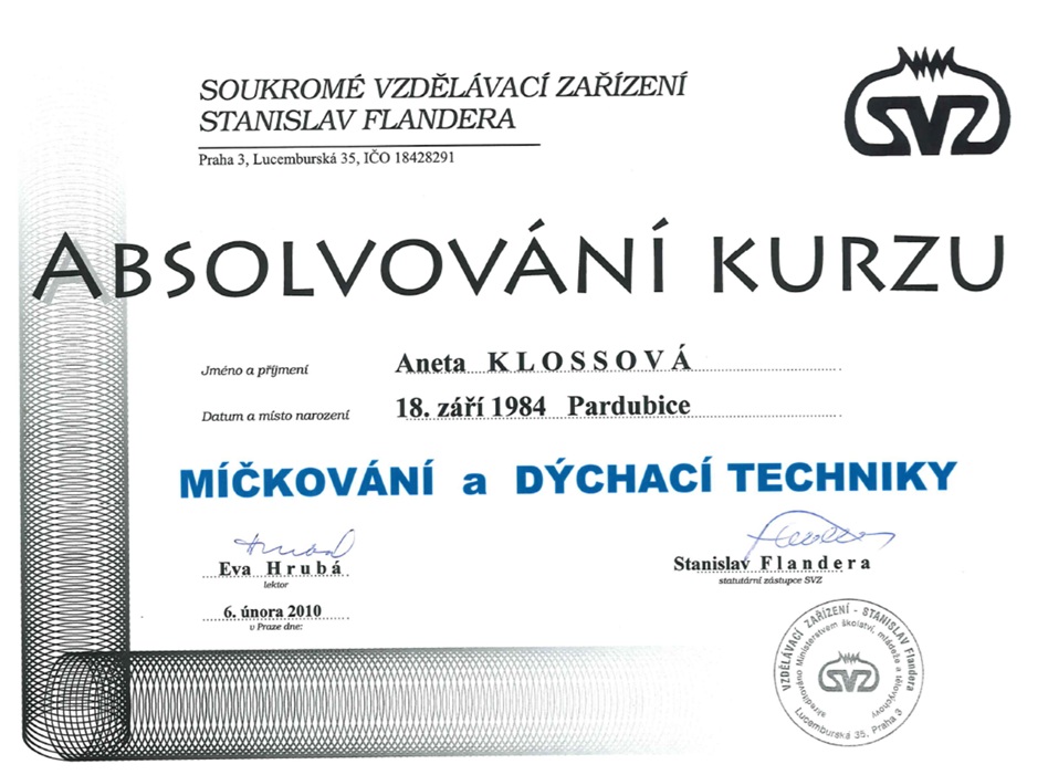 Kurz Míčkování a dýchacích technik